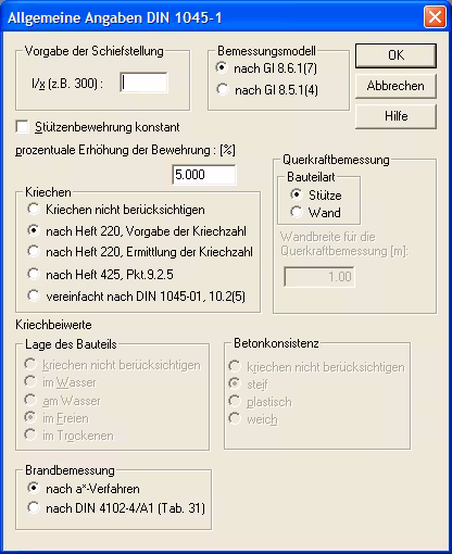 Allgemeine Angaben DIN 1045(01)